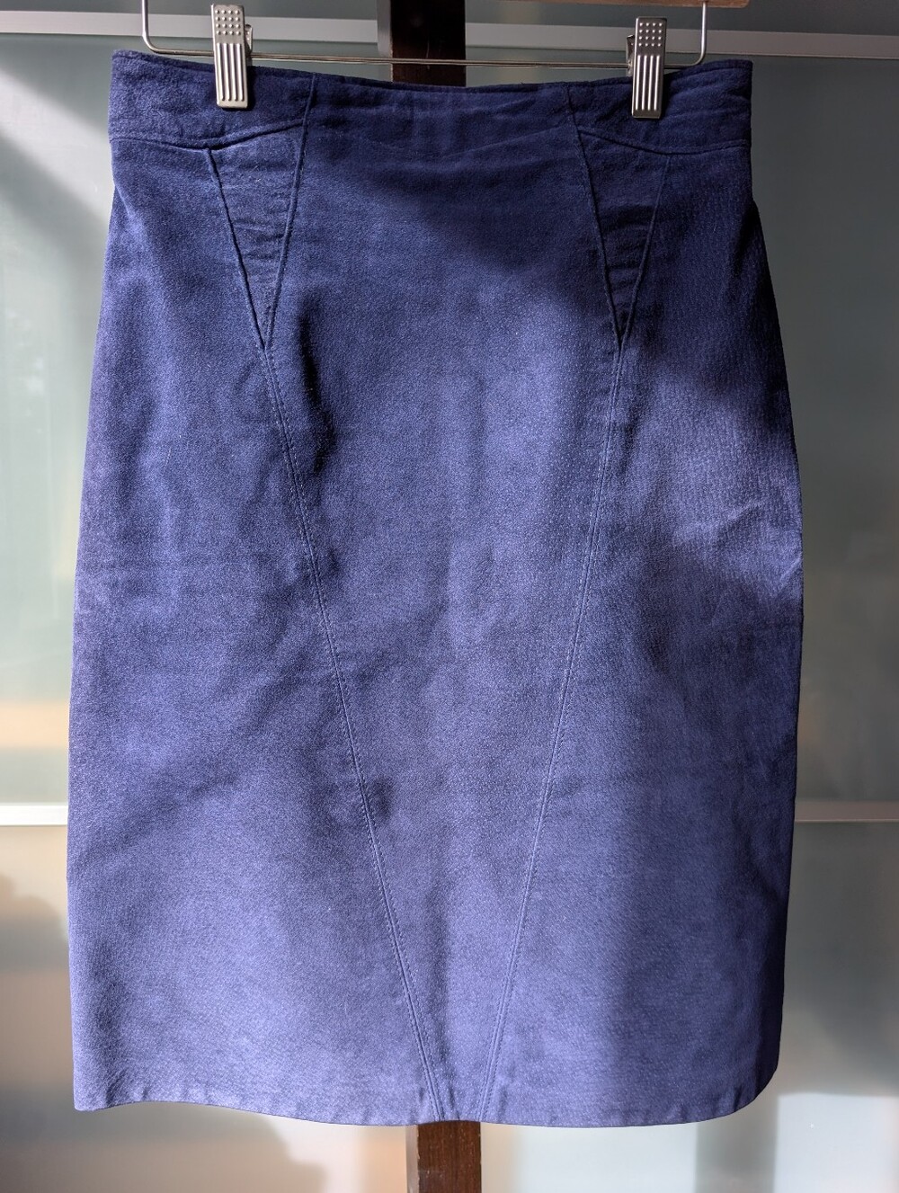 📼🇨🇦Vintage Genuine Club Pelle Blue Suede Skirt Navy Blue Suede Pencil Skirt